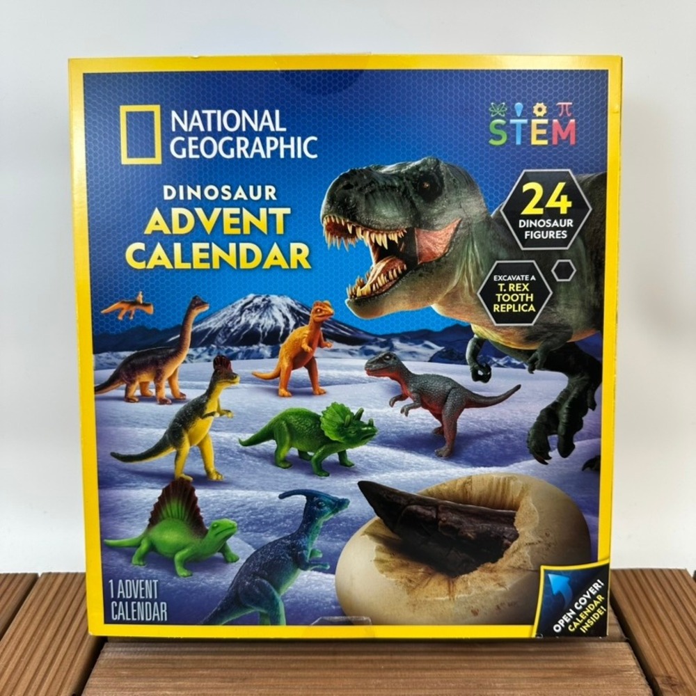 National Geographic Dinosaur Advent Calendar 24 Figures T Rex Tooth Replica - Picture 1 of 3